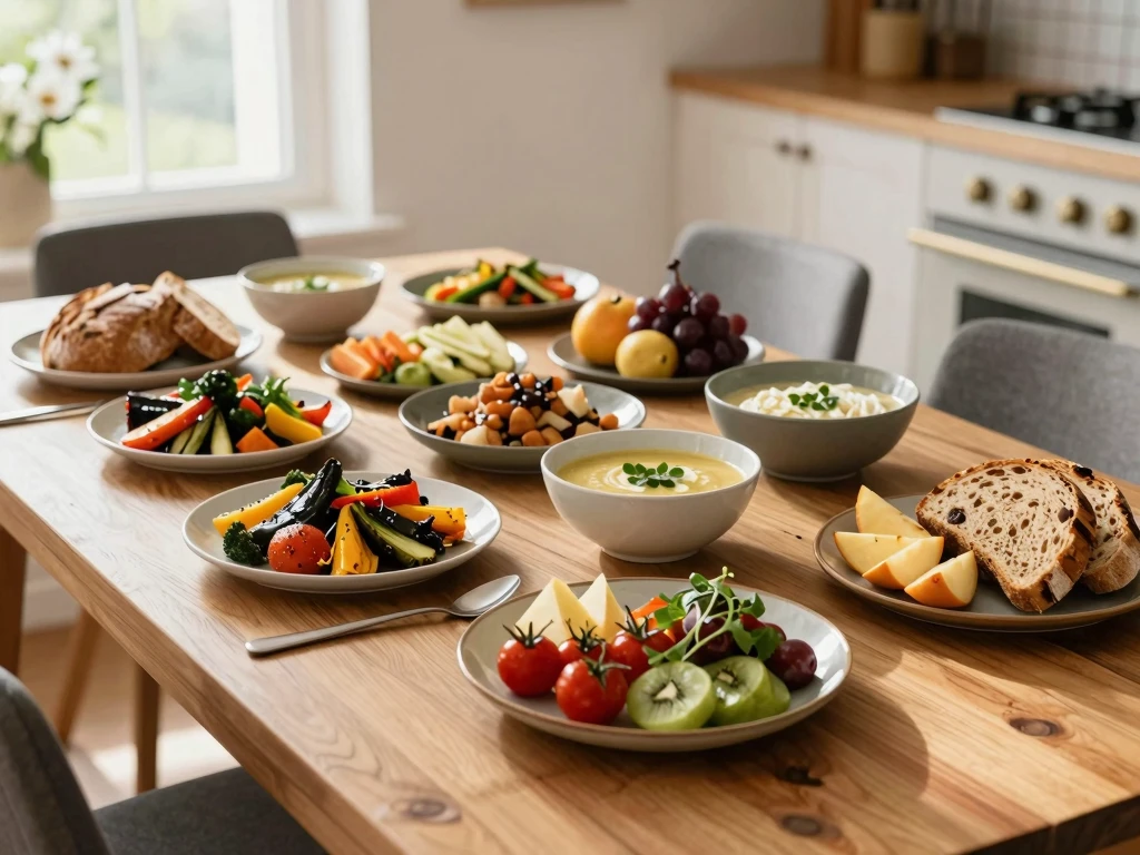 Illustration of a nourishing food spread from Ghimnaxxylozarin